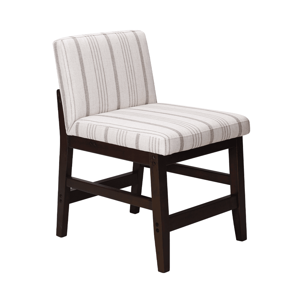 স্ট্রিপড ফ্যাব্রিক সলিড কাঠের ডাইনিং চেয়ার