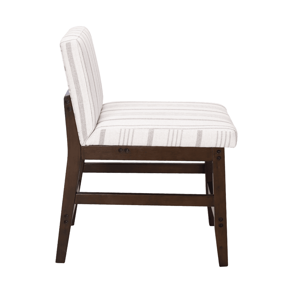 স্ট্রিপড ফ্যাব্রিক সলিড কাঠের ডাইনিং চেয়ার