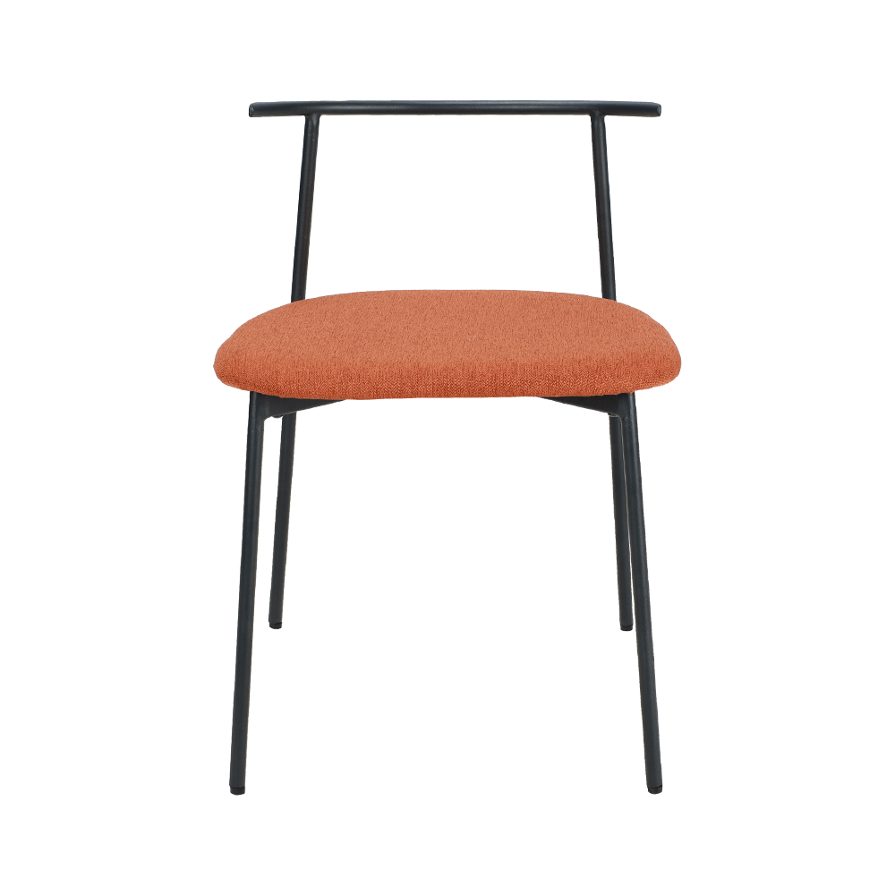 কমলা বাঁকা পিছনে ধাতব লেগ ডাইনিং চেয়ার