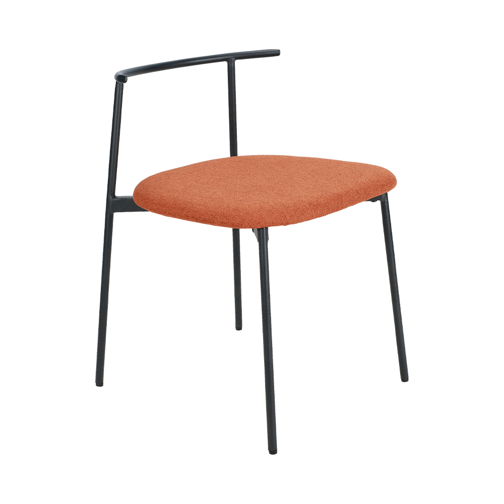 কমলা বাঁকা পিছনে ধাতব লেগ ডাইনিং চেয়ার