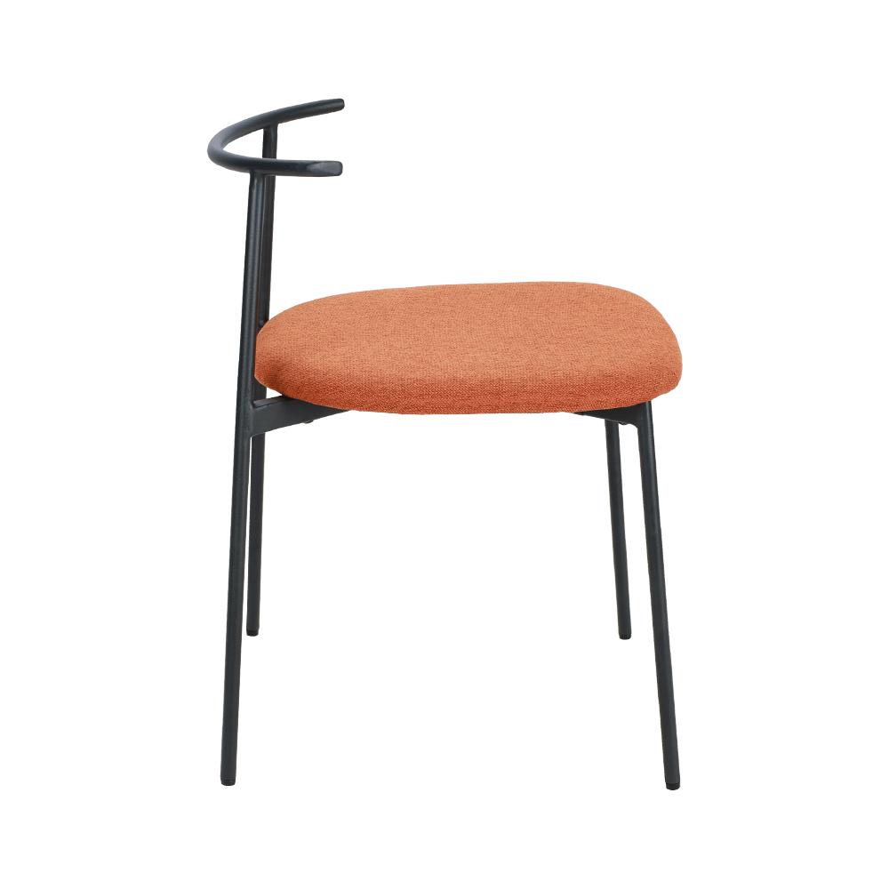 কমলা বাঁকা পিছনে ধাতব লেগ ডাইনিং চেয়ার