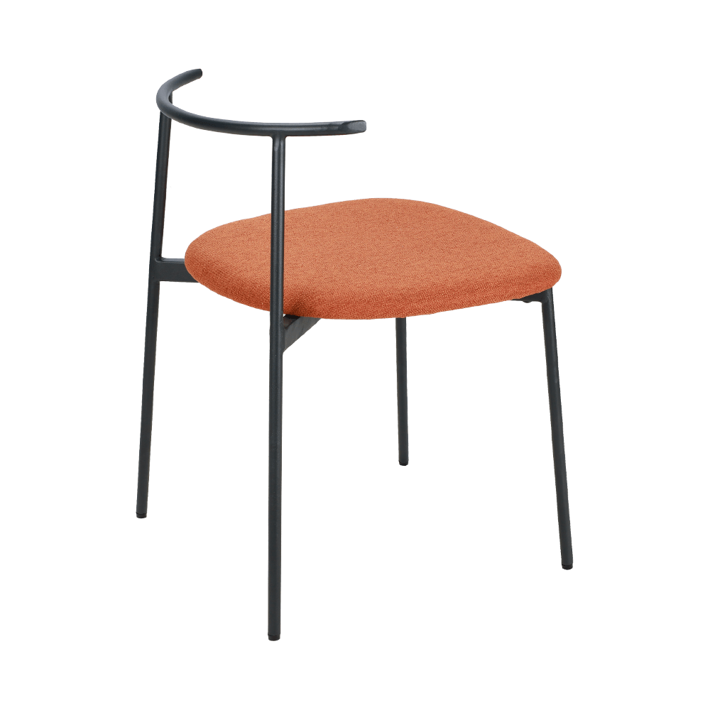 কমলা বাঁকা পিছনে ধাতব লেগ ডাইনিং চেয়ার